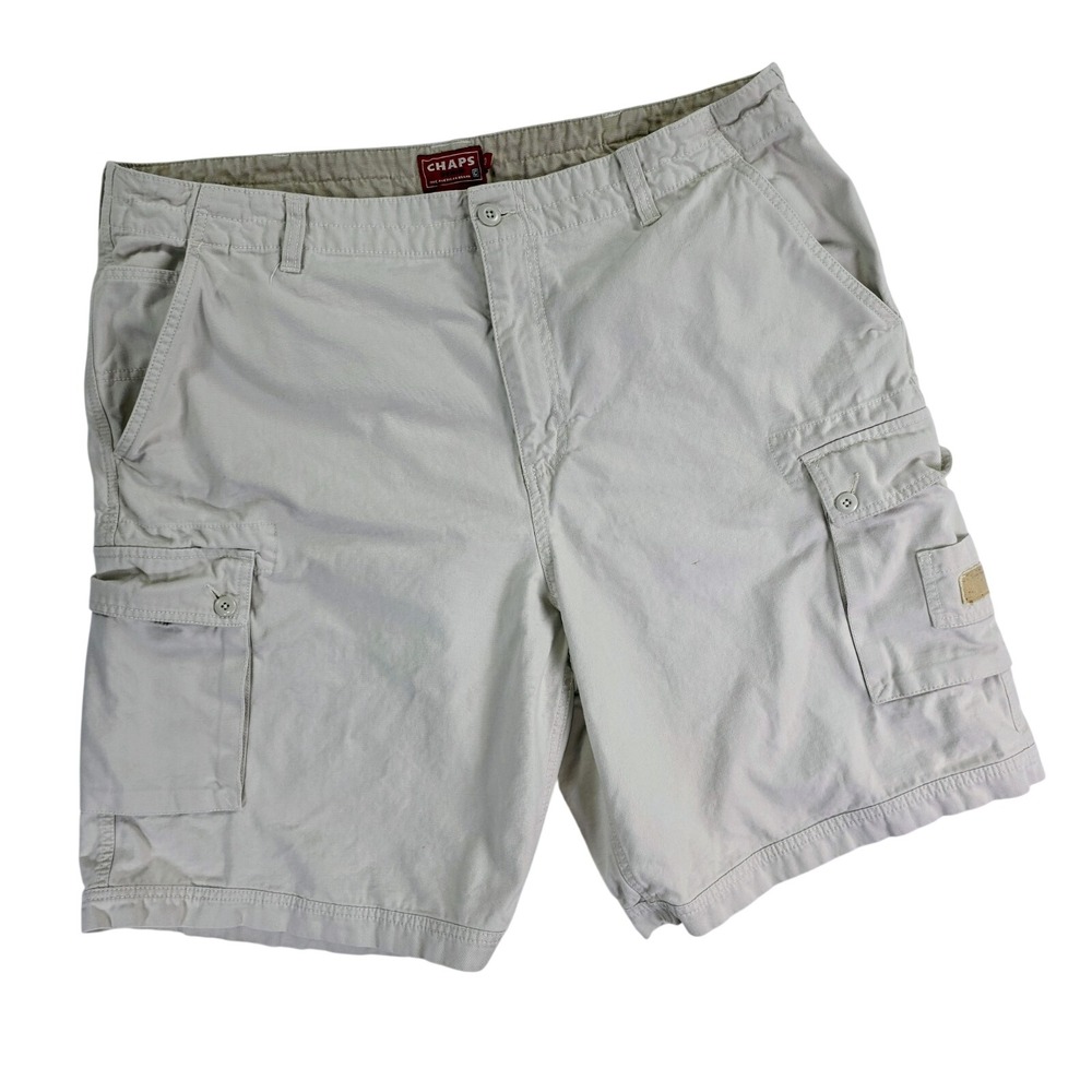 Chaps Mens Rugged Cargo Shorts 40 Multiple Pockets‎ Classic Regular Fit Beige